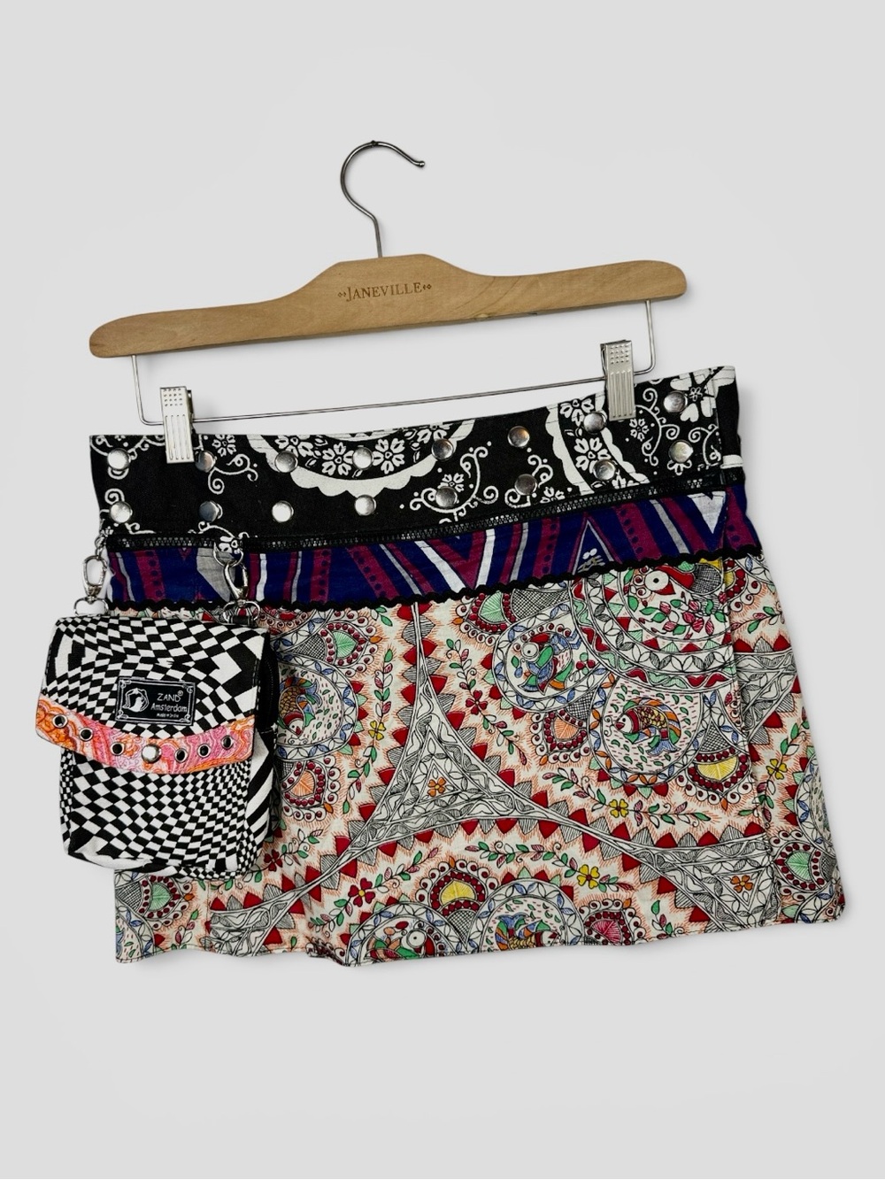 Zand Amsterdam Short Reversible Skirt with Detachable bag W2435 One Size